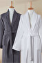 4 Piece Şalyaka Bathrobe Set 100% Certified Cotton, Towel Bathrobe Family Bathroom Set Anthracite White - 7