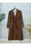 Leather Trench Coat with Belt and Side Pockets - Tan