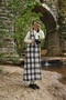 Black-White Plaid Long Winter V-Neck Gilet Dress - 5