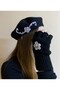 New Year's Gift - Pearl and Zircon Single Stones Gloves Set with Cut Fingers Beanie Set of 2