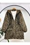 Hooded Zippered Leopard Pattern Coat - 4