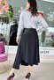 Leather-Trimmed Crepe Skirt 5K324 - 2