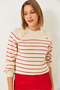 Women's Ecru Red Buttoned Knitwear Sweater 20247582 - 4