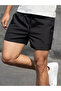 Black Solid Color Sweat Resistant Summer Casual Shorts - 3