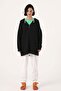 Navy Blue Zippered Sweat Cardigan - 2
