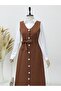 Buttoned Belted Striped Gilet - Brown