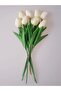 Wet Textured 8 Artificial Tulips Off-White