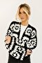 Hand Knitted Motif Patterned Black and White Women's Cardigan