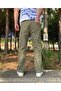 Men's Khaki Green Baggy Pants Cargo Pocket Jeans - 3