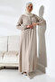 Cream Plain Hidden Zipper Aveze Hajj Umrah Hijab Ferace - 8