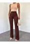 Buttoned Stretch Fabric Trousers - Brown