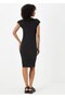 2487 Women's Black Shoulder Buttons Midi Dress - 2