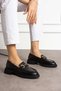 Roda Women's Loafers with Buckle, Black Leather