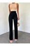 Buttoned Stretch Fabric Trousers -Black - 3
