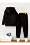 Rabbit Printed Black Children's Bottom Top Suit - 2