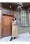 Beige Long Winter V-Neck Gilet Stamp Dress - 6