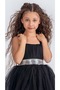 Girl's Satin Evening Dress with Back and Tulle Mnk0340 Black - 4