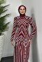 Burgundy Liam Silvery Patterned Evening Dress - 3