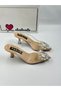 Sawko Women's Transparent Backless Stiletto Heeled Shoes with Sun Stone Embellished and 7cm Heel - 7