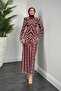 Burgundy Liam Silvery Patterned Evening Dress - 2