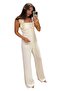Thick Strap Rose Detail White Jumpsuit - 2