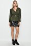 Women's Woven Blouse with Buckle Detail on Waist - 2