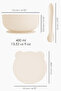 2-Piece Baby Feeding Set - Vacuum Silicone Food Bowl with Lid - Teether Feeding Spoon - Beige - 7