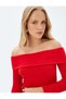 Slim Fit Long Sleeve Off-The-Shoulder Plush Sweater - 2