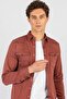 Slim Fit Long Sleeve Casual Denim Men's Burgundy Shirt