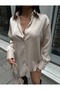 Women's Beige Succulent Satin Shirt - 3