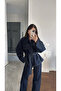 Navy Tie-Detail Denim Jacket Pants Set-240274/275 - 2