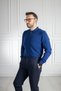 Interview Wraps Zippered Polo Collar 100% Cotton Dark Blue Knitwear Sweater - 4