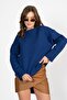 Women's Vi̇ta-163 Circular Neck Sweater Blue - 3