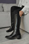 Women's Side Zipper Heeled Boots Levarin Black - 4