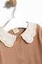 Girl's Buttoned Cardigan and Spanish-Cut Leggings Cotton Top and Bottom Set in Tan - 3