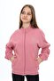 Girl's Mock Neck Zippered Pockets Off-Shoulder Embroidery Printed Knitted Cardigan -3 Thread Without Sharudun