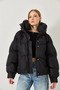 Women's Black Hooded Inflatable Coat 2422 60451012 - 2