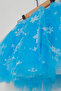 Combed Cotton Lined Silver Glitter Snowflake Printed Ice Blue Tutu Skirt - 7