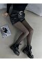 Winter Warm Fleece Inside Woven Skin Look Black Thermal Pantyhose - 3