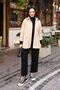 Detachable Hooded Short Trench with Folded Sleeve Detail and Striped Interior - 6
