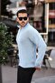 Half Zippered Thessaloniki Fabric Blue Knitwear Sweater - 3
