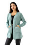 Women's Almond Green Kangaroo Pocket Knit Cardigan - 2