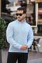 Half Zippered Thessaloniki Fabric Blue Knitwear Sweater