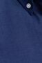 Classic Fit Long Sleeve Oxford Texture Collar Buttoned Pocket Embroidered Men's Indigo Shirt - 5