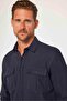 Men's Regular Fit Classic Cut 100% Cotton Linen Texture Double Pocket Smoked Shirt - 4