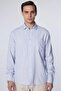 Men's Regular Fit Classic Cut 100% Cotton Linen Texture Blue Shirt - 2