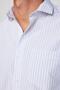 Classic Fit Long Sleeve Thin Striped Cotton Tie Collar Men's White Shirt - 4