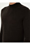 Dark Green Slim Fit Cashmere Silk Blended Quarter Turtleneck Knitwear Sweater 50296503-Vr079 - 7