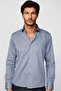 Classic Fit Long Sleeve Thin Striped Cotton Tie Collar Gray Men's Shirt - 2