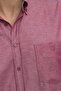 Men's Regular Fit Classic Cut Oxford Texture Lapel Button Pocket Embroidered Red Shirt - 5